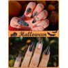 96PCS Halloween Press on Nails, EBANKU Almond False Nails Ghost Face Skull Full Cover Acrylic Nails Halloween Artificial Fake Nails with Adhesive Tabs Stick on Nails DIY Manicure Decoration