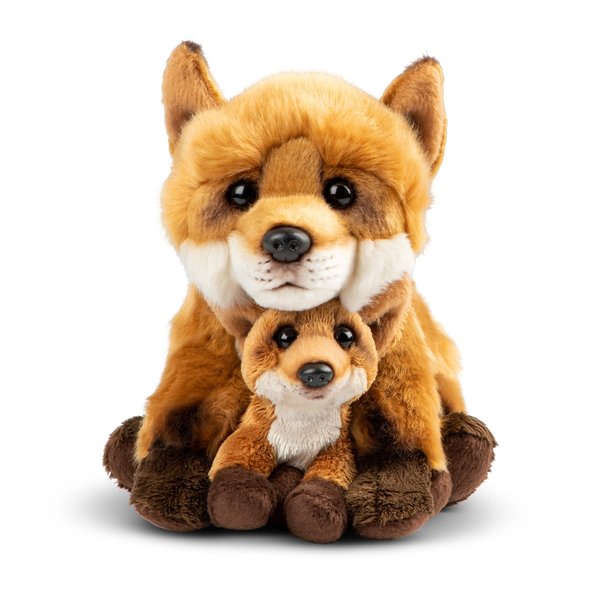 DEMDACO Momma Fox and Baby 6 x 6 x 9 Inch Brown Polyester Plush Stuffed Animal