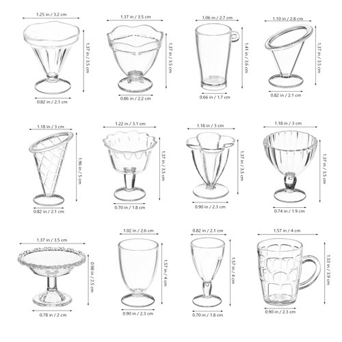 LUOZZY 60 Pcs Mini Dollhouse Cups Miniature Wine Cups Tiny Desserts Cups Dollhouse Accessories (Transparent)