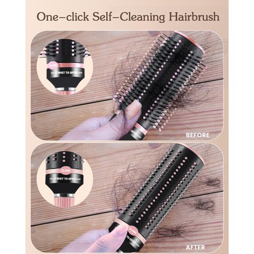 Retractable Detangling Hair Brush for Curly, Straight Wet Hair, Round Hairbrush for Blow Dry, Soft Bristles, Easy Clean Travel Brush