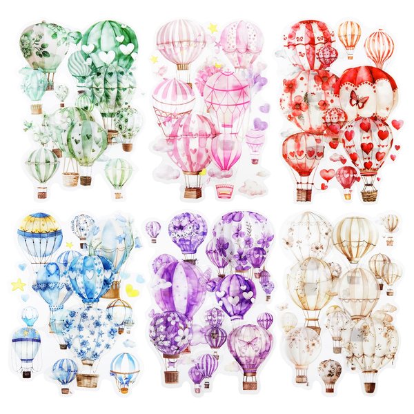 AuriicLeaf Balloon-themed Sticker Set, 120PCS PET Stickers for Scrapbooking, Journaling, DIY Crafts, and Art Supplies
