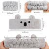AHONEY Face Wash Headband and Wristband Set, Cute Makeup Spa Skincare Headbands Wrist Bands for Washing Face Headband for Women Girls Elastic Animal Hair Band (White&Grey)