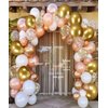 300 Pcs Rose Gold Confetti Balloons Set Lncludes 12 inch Gold White Rose Gold and Gold Rose Gold Confetti Balloons, for Party Wedding Decorations