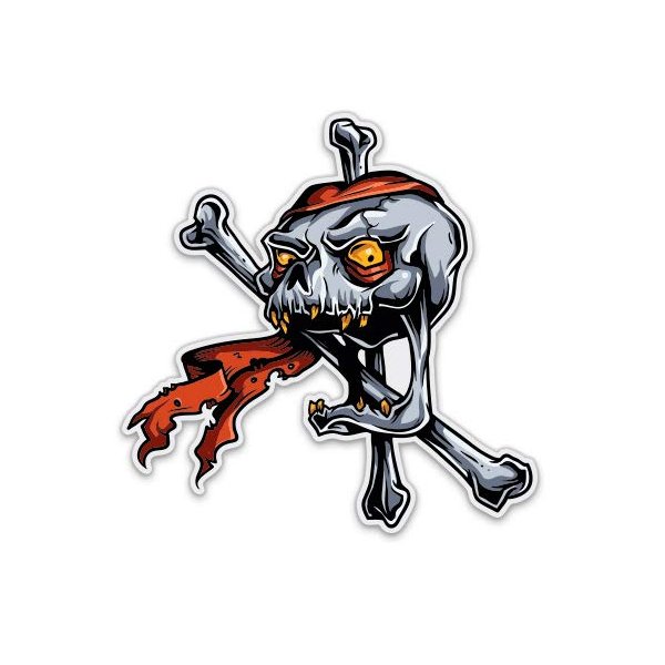 Pirate Skull Crossbones - 8" Vinyl Sticker - for Car Laptop I-Pad - Waterproof Decal