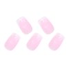 BABALAL Press on Nails Short Fake Nails Square Glue on Nails Pink Glossy Acrylic Nails Squoval White French Stick on Nails 24Pcs