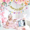 SUNBEAUTY Butterfly Happy Birthday Banner Butterfly Birthday Party Decoration Garden Party Decorations Fairy Party Decoration Spring Banner Flowers Banner | Pre-Strung