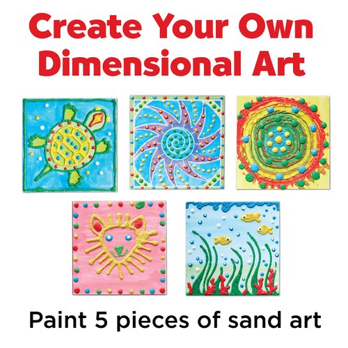 Faber-Castell 3D Sand Painting Kit for Kids: Create 5 Sand Art Pictures, DIY Arts and Crafts for Kids Ages 6-8+, Art Projects and Gifts for Girls and Boys, Red, Yellow, Green, Blue and White