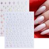 SILPECWEE 14 Sheets Aurora Nail Stickers Laser Silver Nail Art Stickers Decals Holographic Heart Star Butterfly Flower Self Adhesive Nail Designs Stickers 3D Nail Decoration for Nail Art