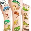 100 PCS Gecko Lizard Temporary Tattoos Themed Birthday Party Decorations Supplies Favors Decor Cute Leopard Reptile Chameleon Tattoo Stickers Gifts For Game Kids Boys Girls Classroom School Prizes