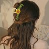 3PCS Flower Hair Claw Clip, Cute Metal Shark Clip Non Slip Hair Clamp Hair Barrette for Women Girls
