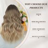 Lativ Blonde Wigs for Women,Long Dark Blond Wigs 20 Inches Medium Length Ombre Wavy Wig with Dark Roots Synthetic Heat Resistant Hair for Daily Party Use