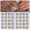 40PCS Champagne Gold Luxury Nail Art Rhinestones Kit for Acrylic Nails，Champagne Alloy Nail Charms Nail Decorations，Nail Accessories Nail Jewels for Nail Art Supplies Manicure Making Craft DIY