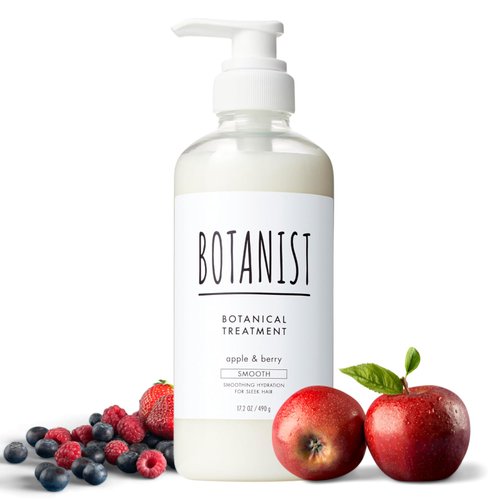 BOTANIST Moisturizing Hair Conditioner/Treatment, Botanical Scalp Treatment, Natural & Organic Japanese Haircare for dry/frizzy hair, Apple & Berry, Smooth, 17.2 Oz / 490g