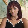 Lady Hanne Braided Bob Wigs for Black Women Short Box Braid Wig with Bangs Afro Braid Synthetic Ombre Red Black African American Women Wig