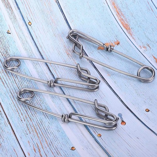 Pack of 6 Stainless Steel Long Line Snap Clips Easy On/Off Float Line Tuna Clips