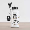 Ambesonne Cartoon Aluminum Water Bottle, Penguin Cartoon Waving Standing Sliding Smiling Animal Humor Antarctica, Insulated Spill-Proof Travel Sports Water Bottle, 16.9 OZ, Orange Black