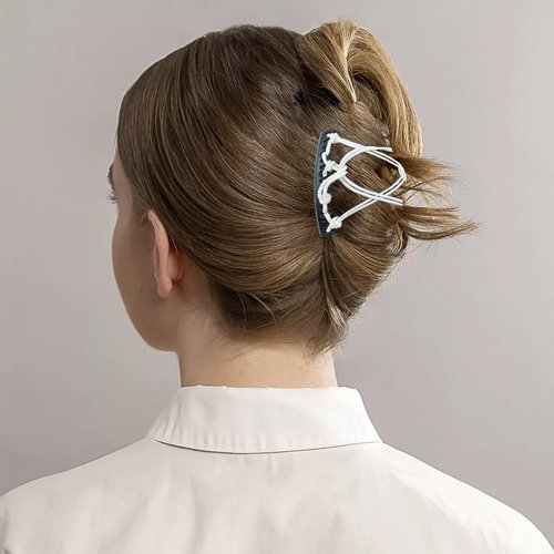 3 Pieces Elastic Magic Hair Comb Clips Stretchy Double Comb Hair Forks for Women Girls Vintage Hairstyle Multipurpose Hair Accessories (Silver Style-White Black Coffee)