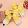 Pencil Bow Hair Clip Yellow Pencil Bow Clip Glitter Bow Hair Clips Design Back to School Bow Alligator Clips Girl Woman Bow Hair Accessories for School,Classroom,First Day of School Party 2Pcs