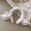 Lamb Ear Hair Band Bow Knot Bell Decorative Hair Ornament Female Plush Cartoon Headwear White Sheep Cute Headband