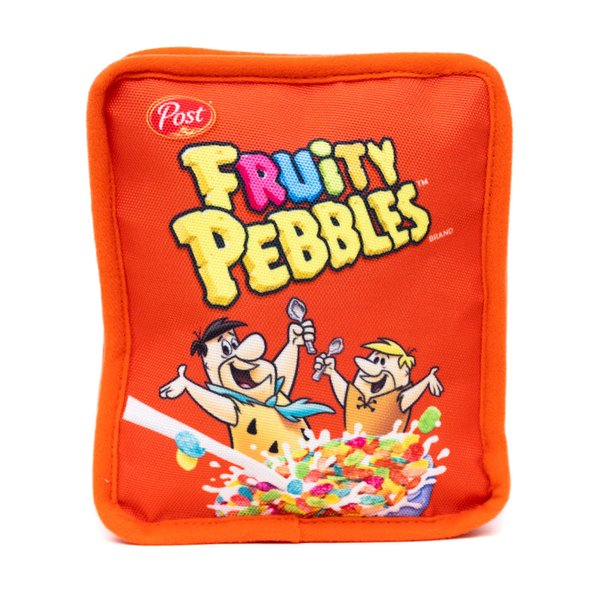 Buckle-Down The Flintstones Dog Toy, Fruity Pebbles Fred and Barney Cereal Box Replica Red Pet Toy, Plush