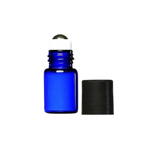 True Essence 3 ml, (3/4 Dram) Cobalt Blue Glass Micro Mini Roll-on Glass Bottles with Metal Roller Balls - Refillable Aromatherapy Essential Oil Roll On (12)