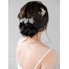 SWEETV 3Pcs Bridal Hair Pins White Flower Bride Hair Pieces Wedding Hair Side Combs Floral Headpieces Accessories Fall Beach Clip for Brides Bridesmaids Women Girls