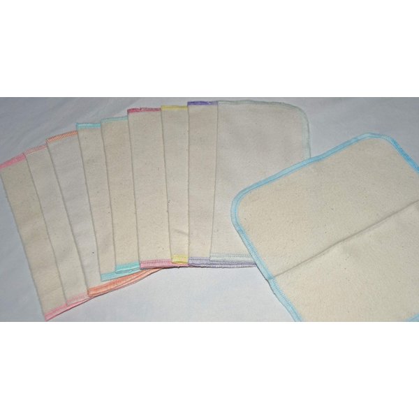Gina's Soft Cloth Shop 1 Ply Organic Flannel Washable Baby Wipes 8 x 8 Inches 10 Pack Assorted Pastel Set