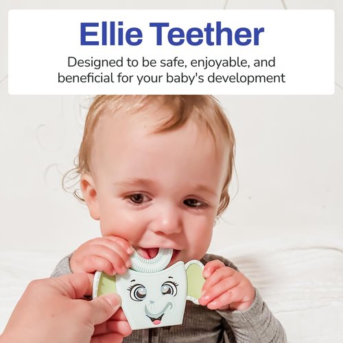autobrush Ellie The Elephant Baby Teether | BPA Free Silicone, for Infants 0-12 Months, Dishwasher Friendly, Freezer Safe, Car Seat Toy (1-Pack)