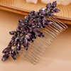 BERYUAN Crystals Hair Comb for Bride for Women for Girls Cute Teardrop Hair Comb Slide Multi-Color Purple