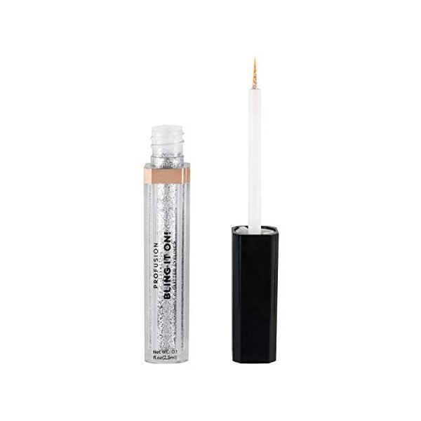 Profusion Cosmetics Bling It on Liquid Glitter Eyeliner Long Lasting Sparkling Pigment Liquid Eyeliner for Festival Makeup Crystal Diamond