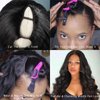 Oseti V Part Wig Body Wave Synthetic Wigs for Women 24inch Black Hair V Part Wigs Upgrade U Part Wigs Glueless Full Head Clip in Half Wigs for Black Women Thin Leave Out V Shape Wig