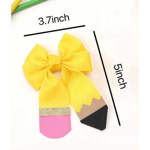pencil hair bow clips barrettes,back school gift for teen toddler girls kids graduation cheer party favors unifrom dress decoartion accessories