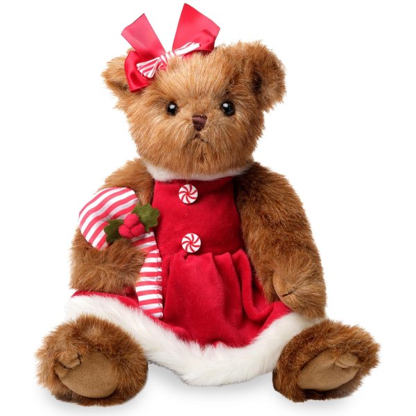 Christa Cane Christmas Bear Stuffed Animal, 14 Inch, Christmas Teddy Bear Plush, Teddy Bear Christmas Gift for Kids