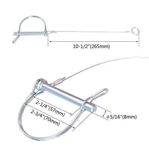 HILILON Trailer Coupler Pin 5/16" x 2-3/4"(Wx L) Trailer Pins Prevents Loss with Plastic Coating Tether（11-1/2"）Quick Release Ring Hitch Pin for Farm Trailers Trailer Towing Lawn 5Pcs