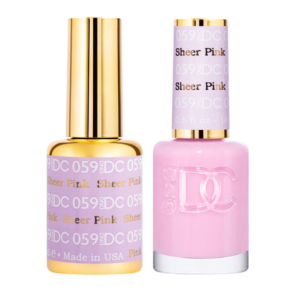 DND Gel Polish Set - 1 each of Pink Nude Gel Polish and Pink Nude Nail Polish, 059 Sheer Pink, 0.5 Fl Oz