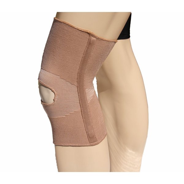 Alpha Medical Open Patella Compression Support Knee Brace Sleeve With Anti-Roll Support Stays – Knee Stabilizer – Knee Pain Relief (Small Beige)