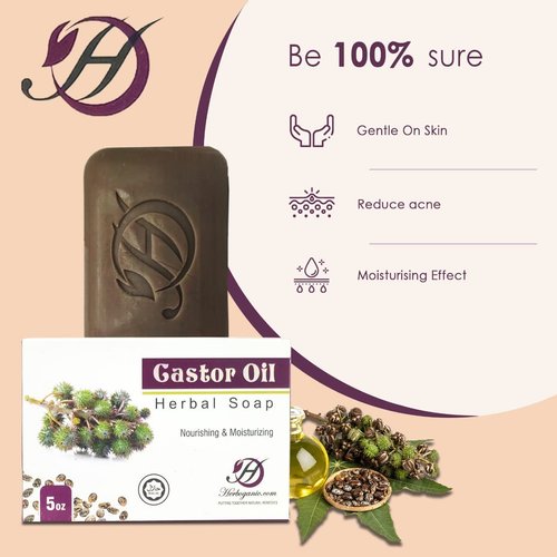 HERBOGANIC Castor Oil Herbal Soap | Natural Bar Soap for Face and Body | Nourishing and Rejuvenating | Infused with Castor Oil | Gentle for Men and Women | 5 Oz (Pack of 6)