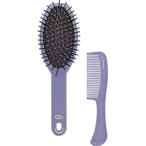 Goody 22901 Classic Cushion Brush & Pocket Comb, Easy Styling for All Hair Types, Ball-tipped Bristles for Comfortable Styling, Metallic Plastic Material