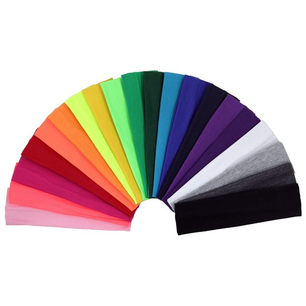 12 Cotton Headbands for Women Non Slip Elastic Sweat Hairbands Soft Fabric Hair Bands for Women's Hair, Workout Yoga Running Sport Thin Hair Wrap for Girls