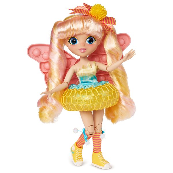 Fidgie Friends Dandelion Wishes, Butterfly Fashion Doll with Push Pop Fidget Toy, Anxiety and Stress Relief for Kids