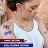Fourth of July Party Supplies Temporary Tattoos 80pcs Patriotic Glitter and Mettalic Styles USA Independence Day Red Blue America, July 4th Party Favors, USA Flag Decor for Kids Adults