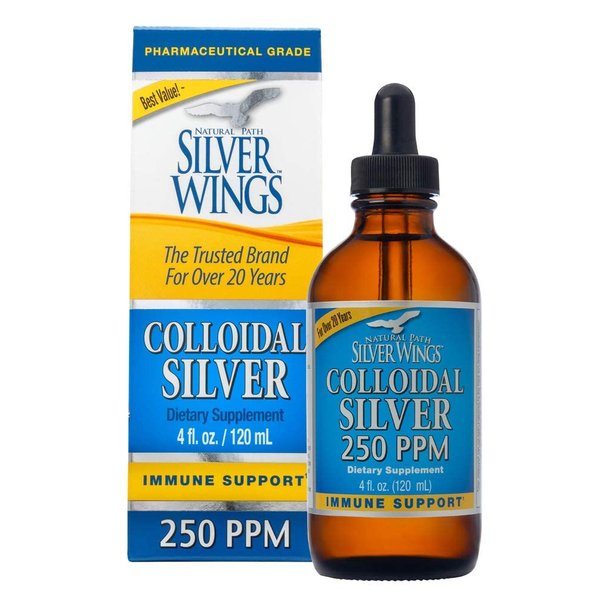 Natural Path Silver Wings Colloidal Silver 250ppm (1250mcg) Enhanced Immune Support Supplement - 4 Fl. Oz.