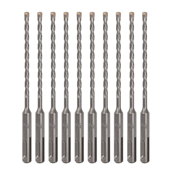 Sabre Tools 10-Pack SDS Plus 3/16" x 6" Rotary Hammer Drill Bits, Carbide Tipped for Brick, Stone and Concrete