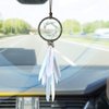 Alynsehom Dream Catcher Car Interior Rearview Mirror Hanging Decor Handmade Grids Nature Feather Small Boho Car Charms Pendant Accessories (Grey feather)