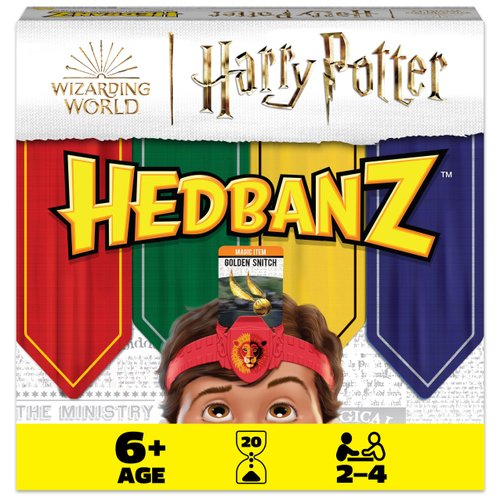 Spin Master Games Hedbanz, Harry Potter Wizarding World 2022 Edition with New Cards Family Board Game Gift Toy Merchandise Books Movies Card Game House Headbands, for Adults & Kids Ages 6 and up