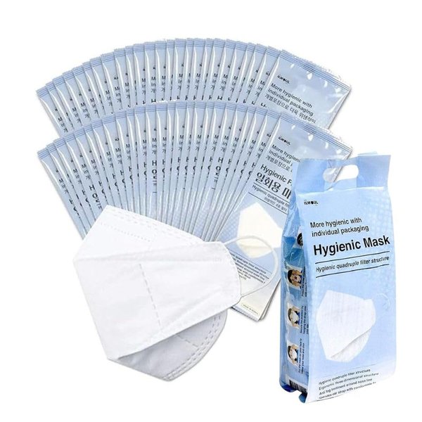 ILWOUL KF94 Face Mask 30-Pack | 4-Layer High Filtration Protection | Anti-Dust, Pollen & Pet Hair | Breathable & Comfortable | Individually Wrapped, Made in Korea