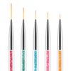 TEOYALL Nail Liner Brushes, 7/9/11/15/20mm Fine Striping Brushes Nail Art Thin Line Brushes Precision Detail Drawing Brush