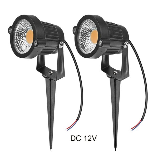 LemonBest® High Power Outdoor Decorative Lamp Lighting 5W COB LED Landscape Garden Wall Yard Path Light Warm Cool White DC 12V w/Spiked Stand, Pack of 2 (Warm White)