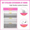 TDANCE Natural Individual Lash Clusters Kit Multi-type Mixed DIY Eyelash Extension:Bottom Lashes, Volume Lashes, 7D Wispy Spikes Fans, 20D Clusters, Bond&Seal, Lash Tweezer DIY at Home (5-16mm, Kit)