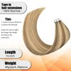 Remy Tape In Human Hair Extensions #8 Camel Brown Mixed with Bleach Blond #613 PU Skin Weft Real Virgin Hair Invisible Tape In Hair Extensions 16 Inch 40g/Pack 20pieces